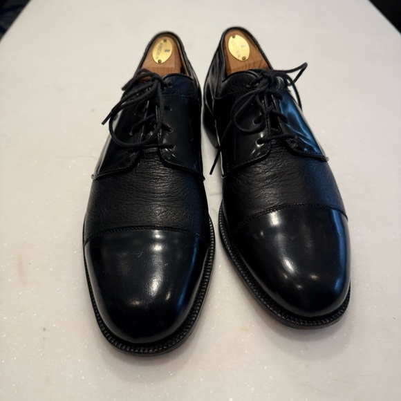 SAN REMO ITALY Men’s Black Leather Dress Cap Toe Oxfords Shoes Sz 9.5 W EUC main image 5